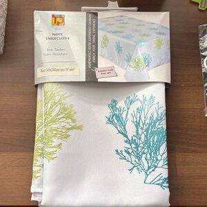 White and Blue Tablecloth